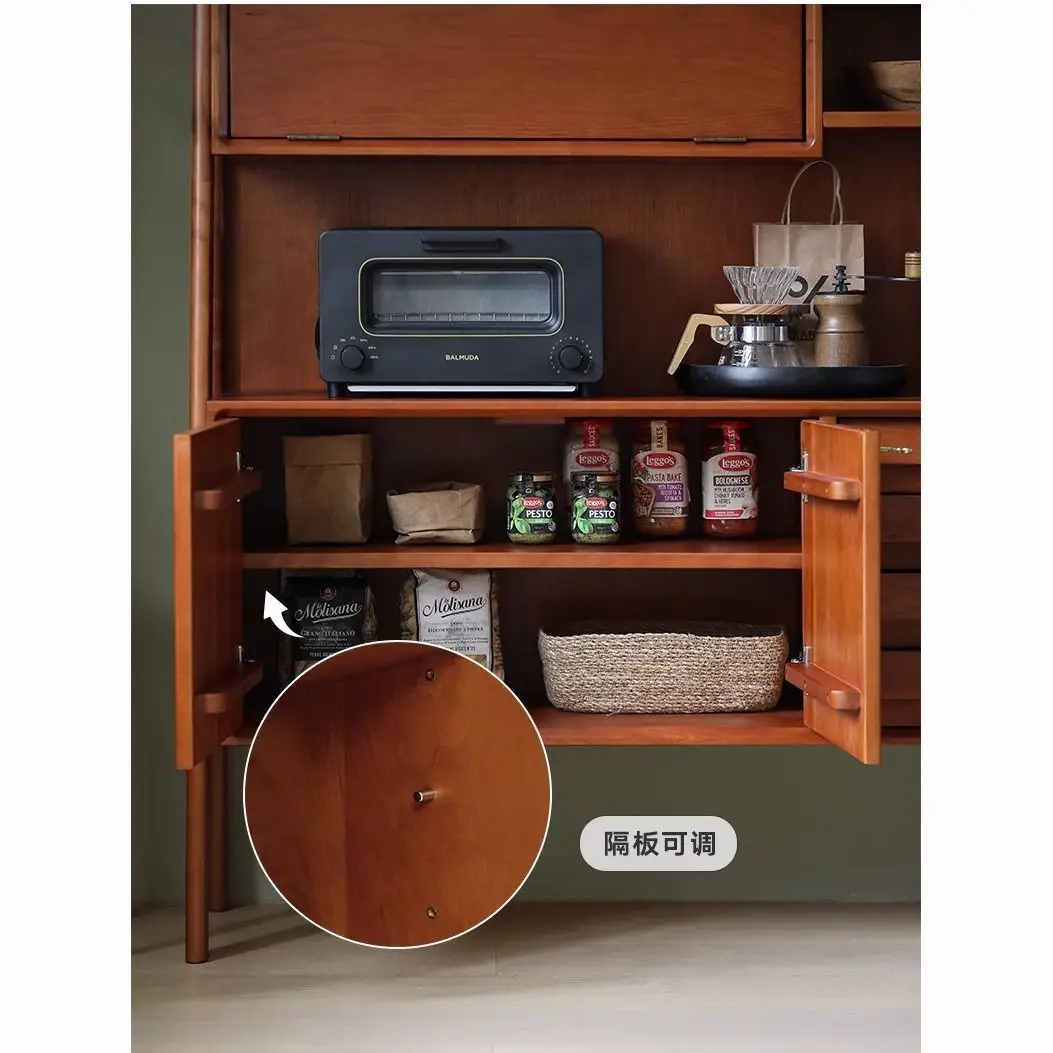 Espositore per armadietto laterale per armadietto da tè in legno massello di ciliegio in stile retrò medievale