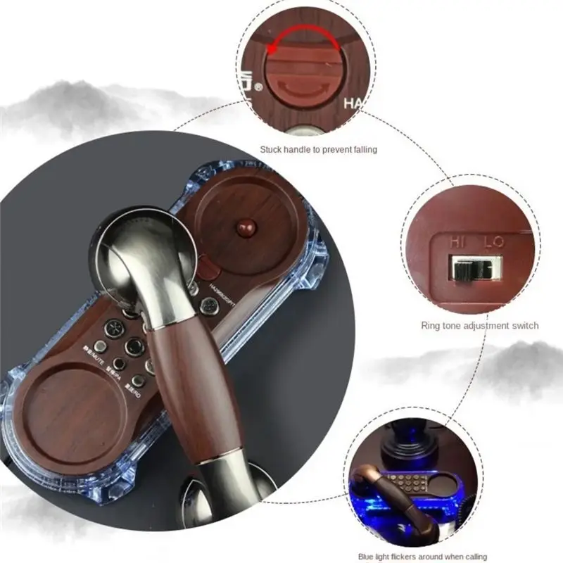 Msq NEW Landline Wired Telephone Retro Desktop Corded Phone Handset Wall Mounted House Phones Home Office Durable Easy To Use