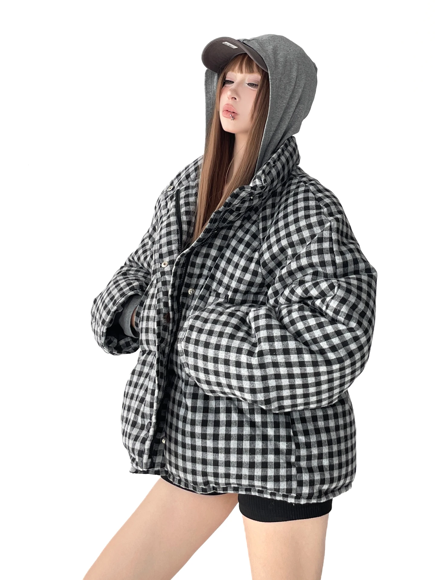 الشارع Sle الكورية الرجعية منقوشة الملمس المرأة أسفل Jaet 2025 شتاء جديد ort فضفاض دافئ الأبيض Du أسفل معطف #4