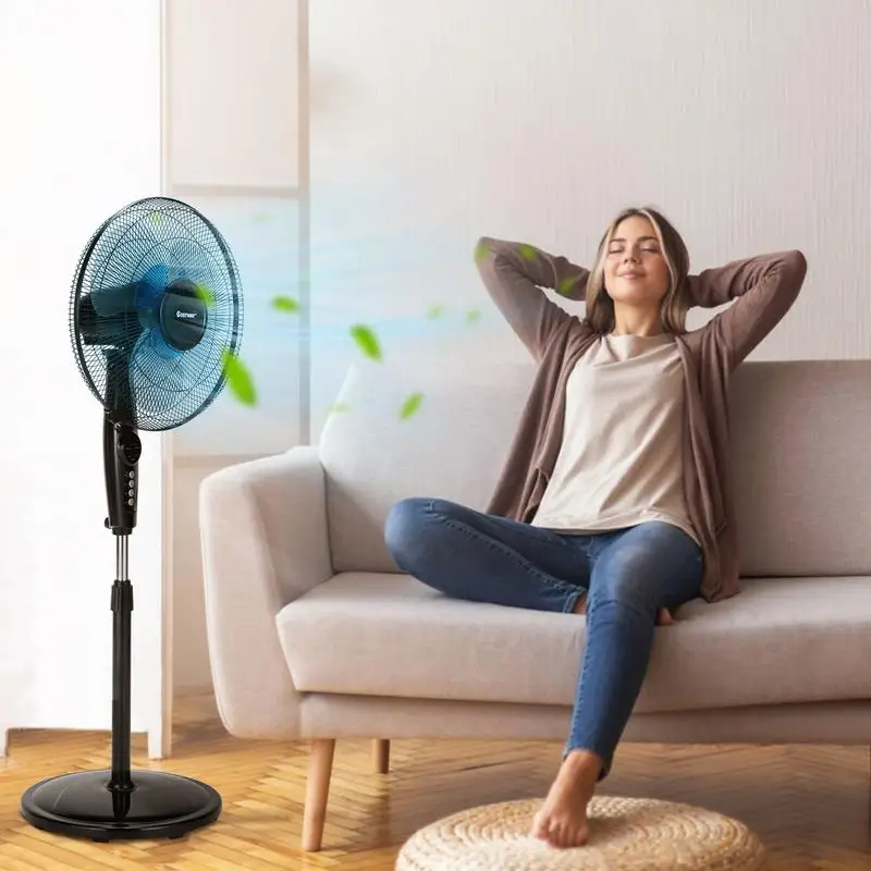 

16 Inches Adjustable Height Fan with Quiet Oscillating Stand for Home and Office