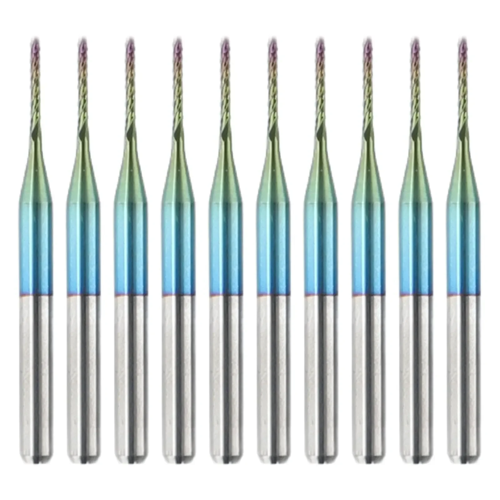 10pc 1mm Carbide Router Cutting Bit Blue Tapered End Mill Engraving Bit For CNC PCB Wood Metal Milling Tool