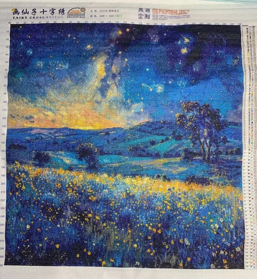 Dreamy Night Scene 14CT 16CT Printed Canvas Cross Stitch DIY Set Chinese Pattern Kit Home Needlework Embroidery 109 Colors