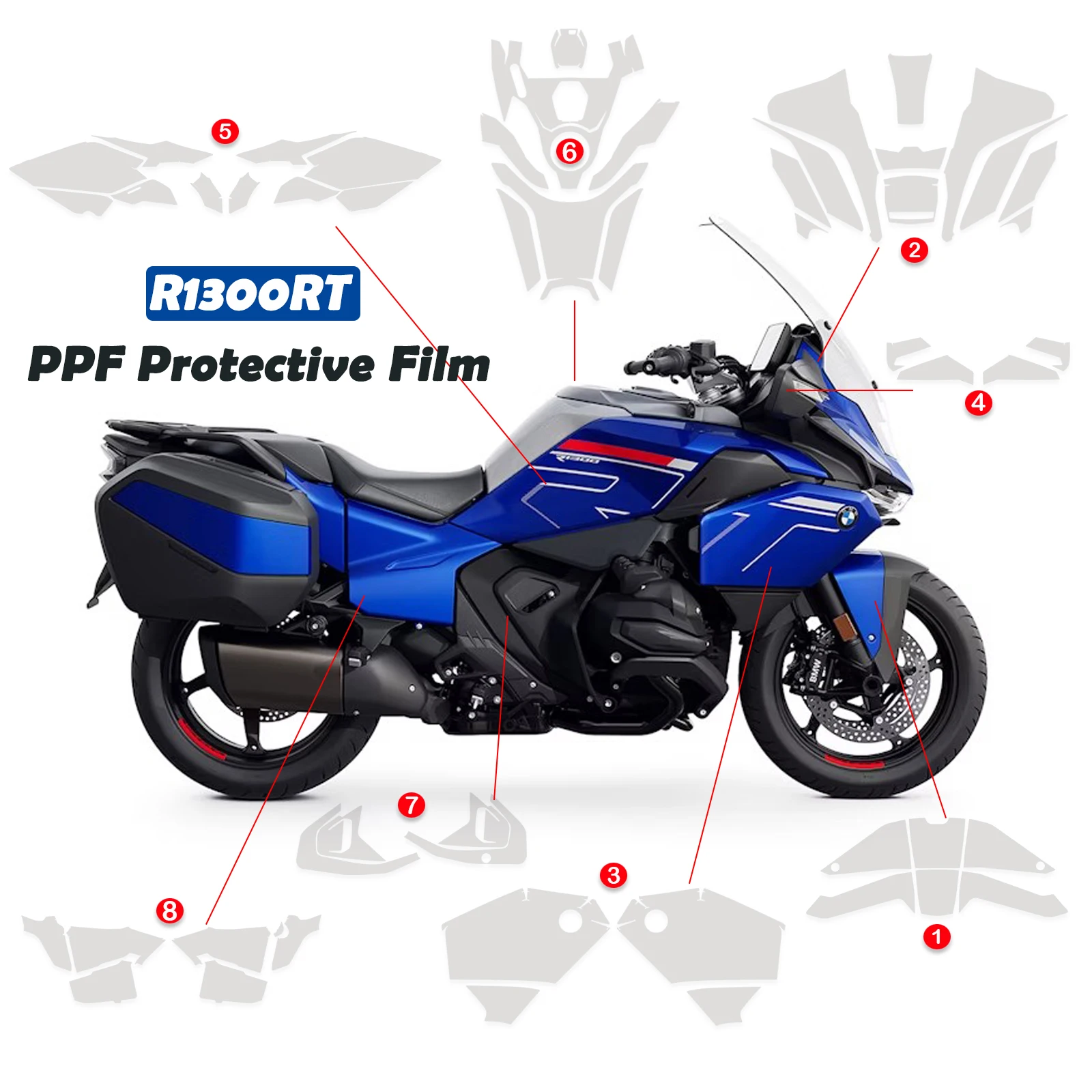 

2025 R1300RT PPF Motorcycle Protective Film For BMW R1300 RT R1300rt Automatic Repair TPU Screen Protective Film Complete Set
