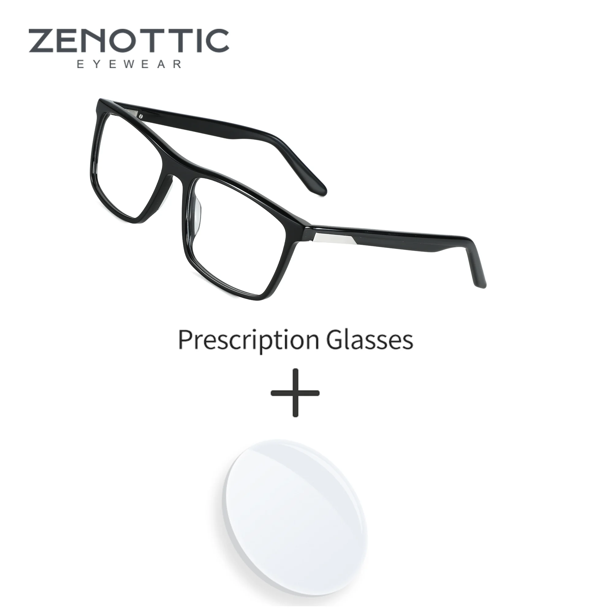 Image of ZENOTTIC Rechteckige Acetat-Korrektionsbrille für Herren, progressive multifokale Anti-Blaulicht-Myopie-Brille