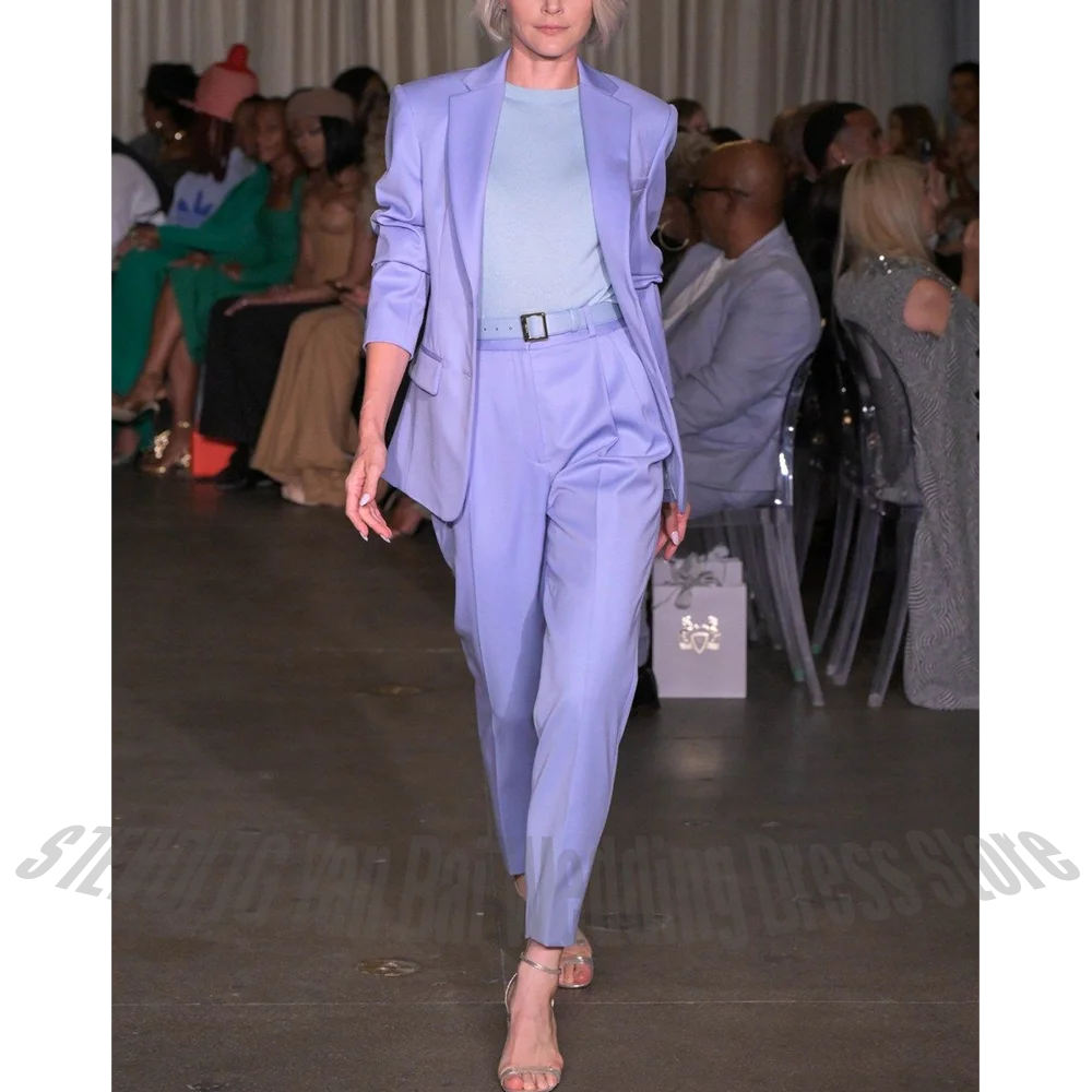 

Casual Suit For Wome New Fashion Notched Lapel Single Breasted Solid Color Model Show Evening Party Female Suit Two Pieces