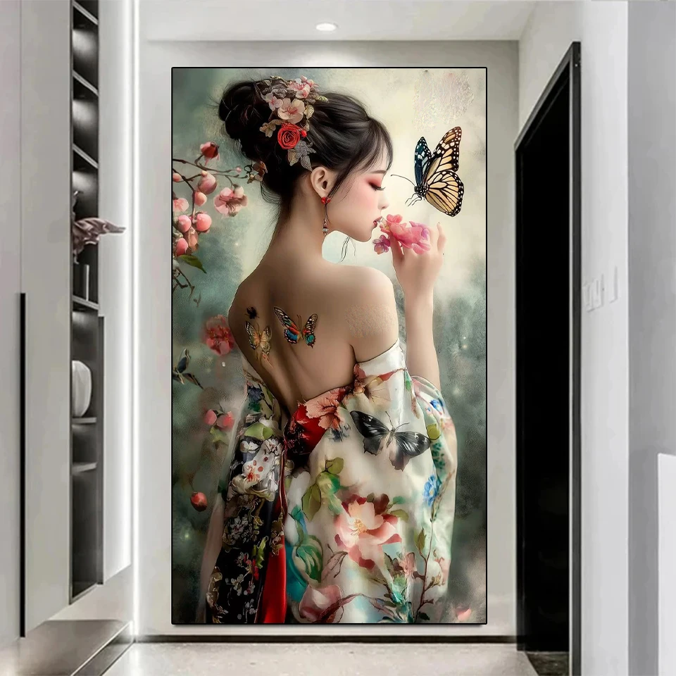 

New DIY 5D Diamond Painting Bareback Women's Flower Full Circle/Square Modern Handmade Home Craftsmanship Decoration Paintin