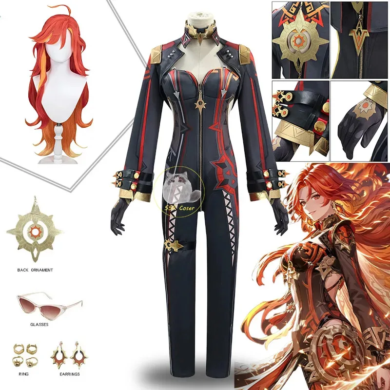 

Mavuika Cosplay Genshin Costumes Genshin Impact Cosplay Mavuika Outfit Uniform Wig Glasses Accessory Halloween Costume for Comic