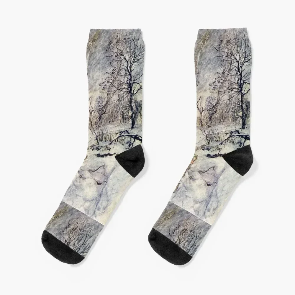 

Rat and Mole Lost in the Wild Wood - The Wind in the WIllows - Arthur Rackham Socks custom Toe sports Women Socks Men's