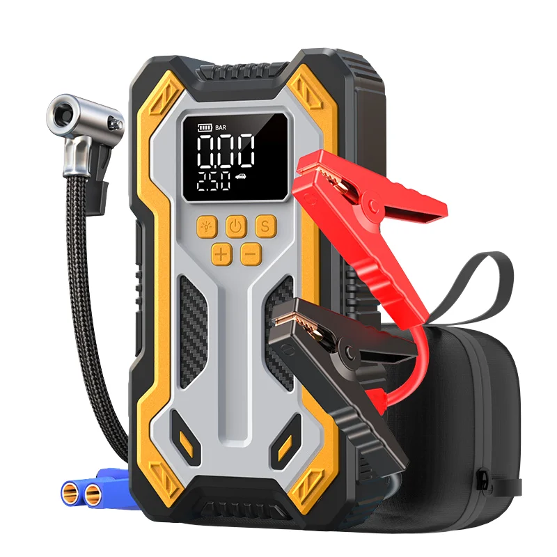 

Jump Starter with Air Compressor 6000A Portable Car (9.0 Gas/6.5L Diesel) with 160PSI Auto-Shutoff Tire Inflator