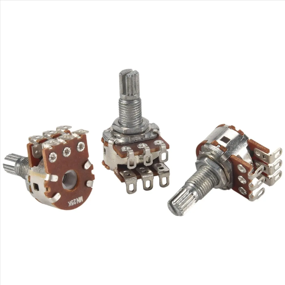 Attractive- 3 Pcs Double Balance Stacked Knurled Stalk Guitar Bass Volume Tone Control Pots Potentiometer Switch MN25K