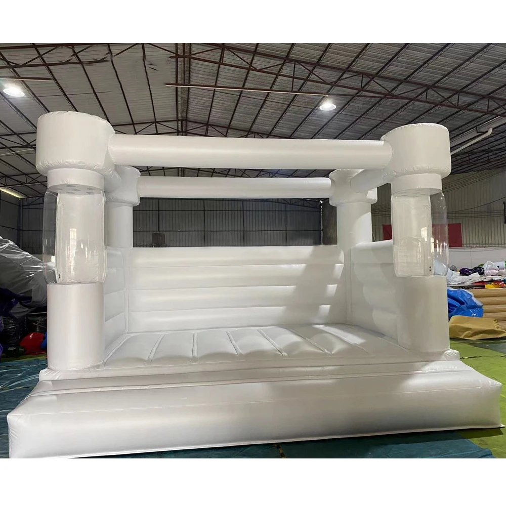 All PVC Inflatable White Bounce House Balloon Bouncy House Castle With Large Jumping Area Bounce House Castle for Wedding Party