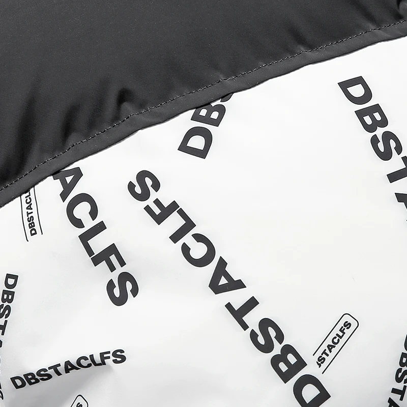 سترة رجالية من القطن المرقعة بطباعة حروف للخريف والشتاء، بطانة سميكة + تصميم ياقة واقفة، متعددة الألوان عصرية ولافتة للنظر، مناسبة للارتداء اليومي أو الخروج