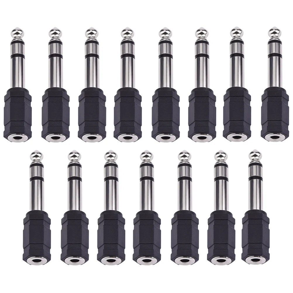 

15Pcs 6.5mm to 3.5mm Microphone Adapter Plug Audio Converter Jack Stereo Male to Female for Computer Mixing Console Amplifier