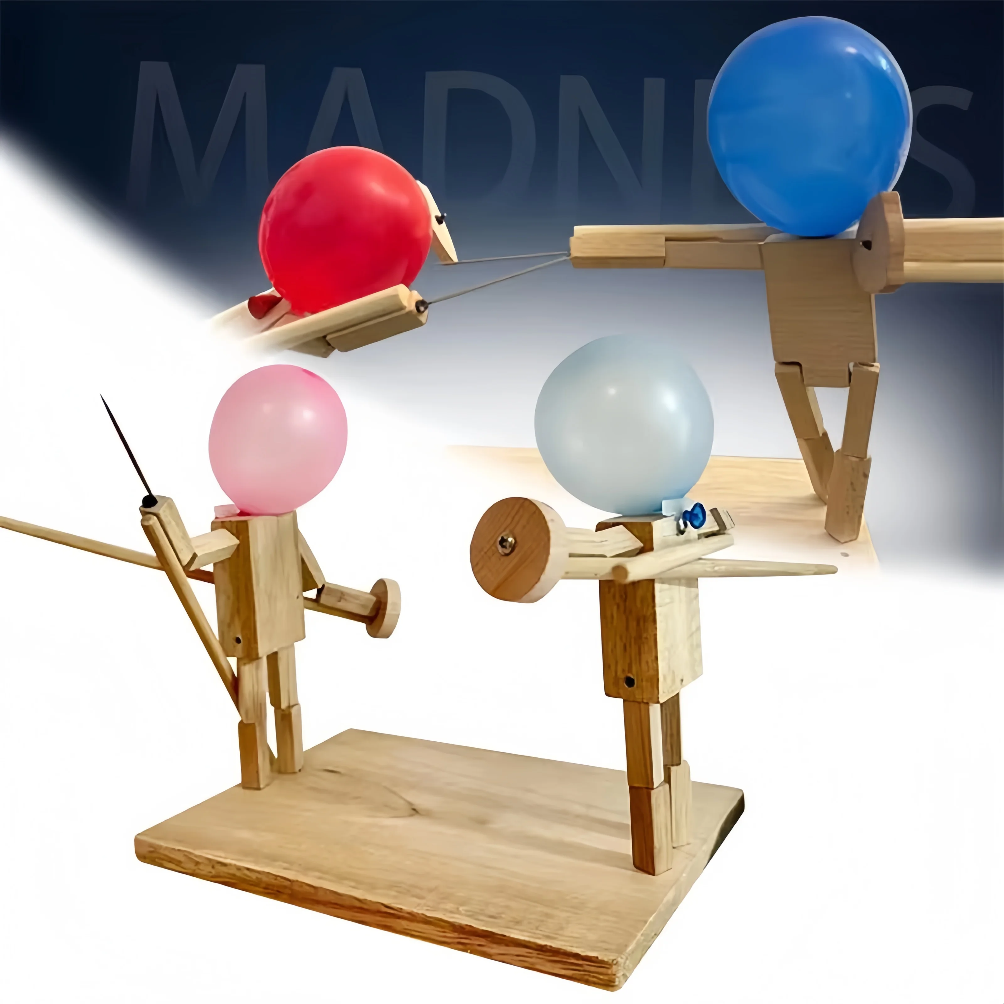 Balloon Bamboo Stick Man Battle, Fencing Puppet Handmade Wooden, Wooden Robot Two Player Battle Game, Balloon Battle Game, Gifts