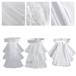 Elegant Victorian Costume Collar Ruffled Lace Jabot Neck Collar for Halloween Parties Cosplay Vampires Costume Collar
