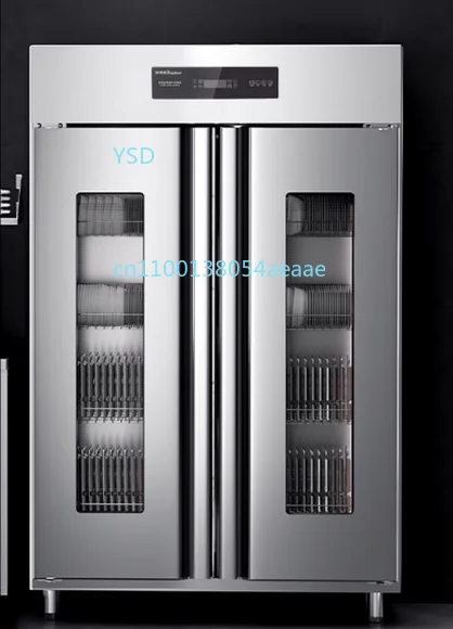 

High-temperature sterilization cabinet for drying tableware in canteens, vertical stainless steel double-door