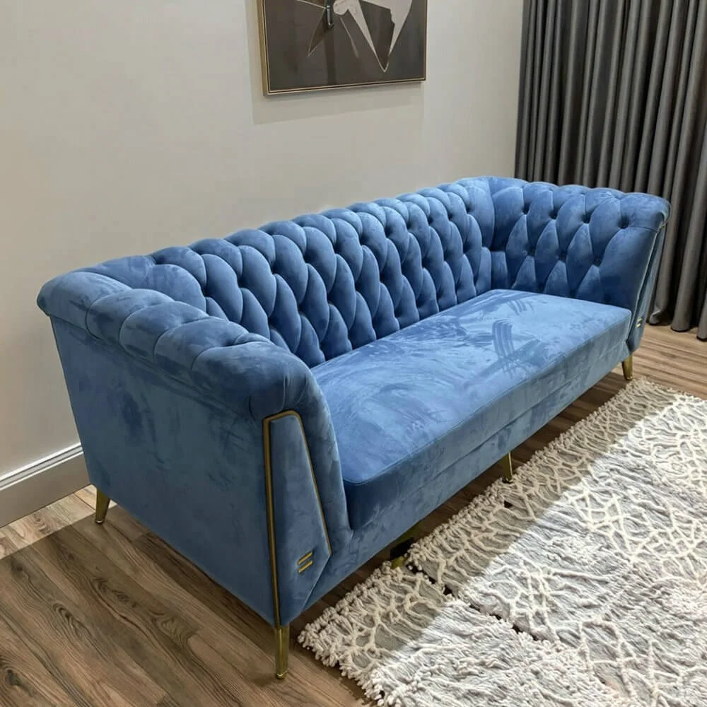 

#Premium I-Shaped Velvet Sectional Sofa Set Tufted Decor For Hotel Apartment Villa Living Room Furniture