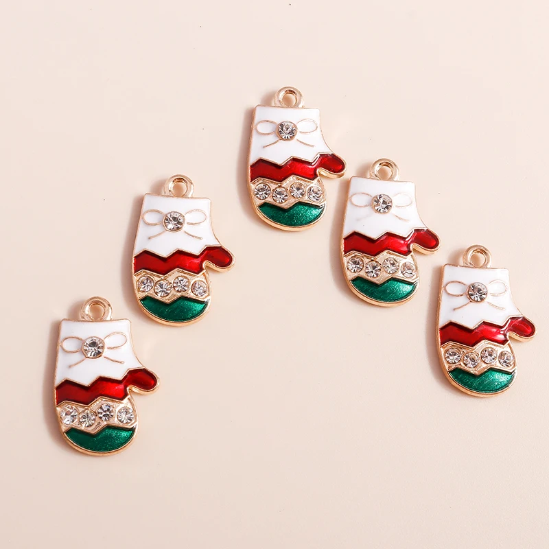 20 Stück 13 x 20 mm niedliche Emaille-Weihnachtshandschuhe, Charms für Schmuckherstellung, Ohrringe, Anhänger, Halsketten, Armbänder, Bastelbedarf – Detail 6