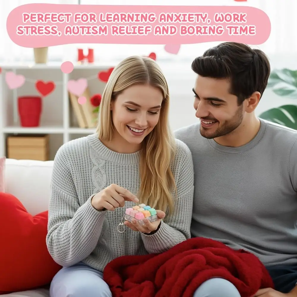 Relaxing DIY Keyboard Fidget Keychain Keys Button Heart Shape Finger Keyboard Cap Keycap 9Keys Clicker Toy Relief Stress