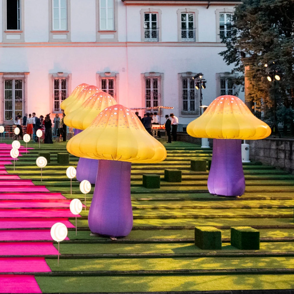 Outdoor Decorative Led Lighting Colorful Inflatable Mushroom For Outdoor Stage Decoration