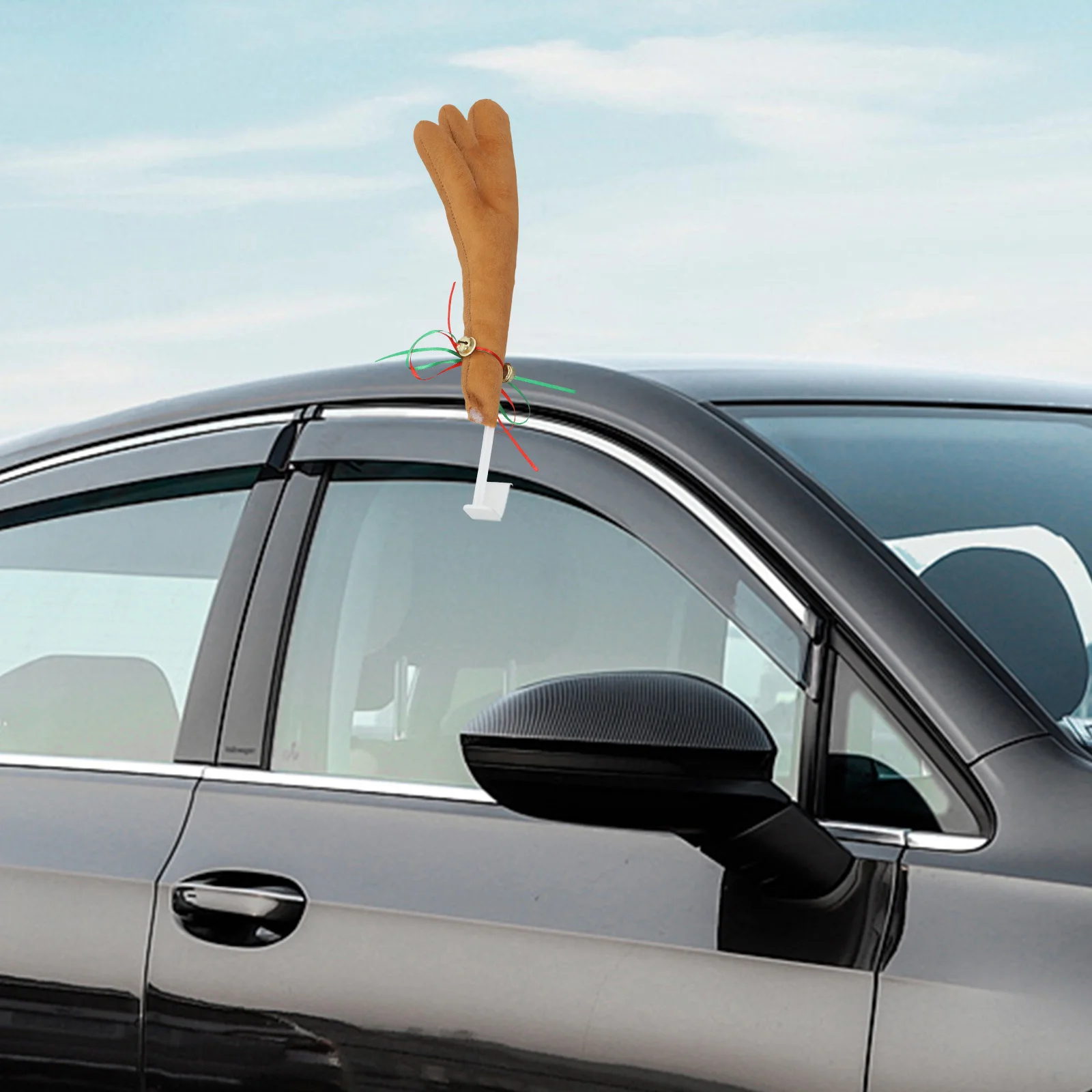 1 مجموعة عيد الميلاد سيارة قرون ديكور رائعة قرن الوعل الحلي مقاومة للتآكل تركيب مستقر عيد الميلاد موضوع سيارة الزينة