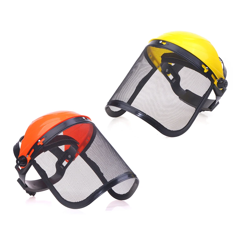 Garden Grass Trimmer Capacete de Segurança Chapéu com Malha Facial Completa Máscara Protetora para Cortador de Escova Proteção Florestal Aço Inoxidável