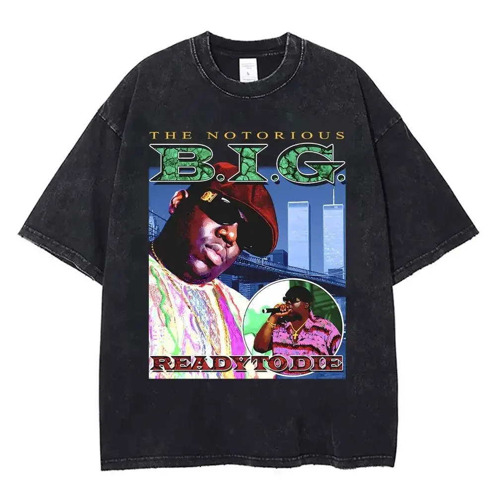 Y2k Washed Vintage The Notorious Big Graphic T Shirt Hip Hop Oversized Short Sleeve T Shirt Fashion Rapper Clothes Unisex