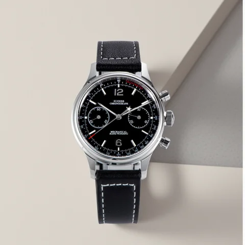 Sugess 1963 Pilot Watch Men Mechanical Chronograph Panda Wristwatch Air Force Sapphire Waterproof for Seagull Movement ST1901 v3