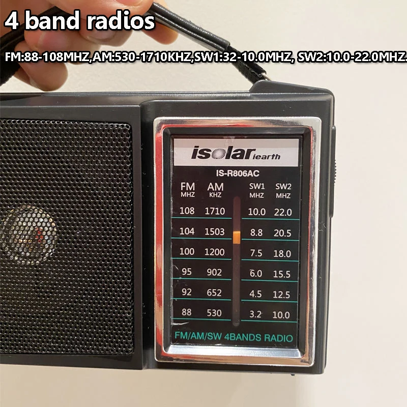 راديو fam SW محمول ريترو ، راديو بنطاق كامل عتيق مع مكبر صوت عالي الطاقة ، دعم هوائي قابل للسفع ، DC 3V x 2 AC V