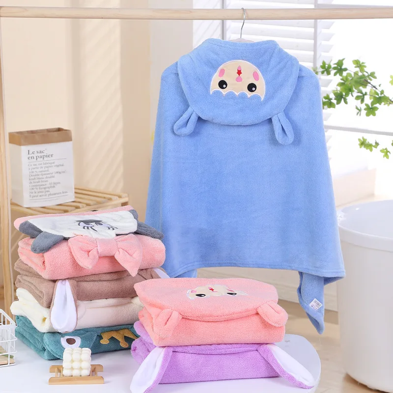 Baby Robe Hooded Towels Cartoon Girl Boys Bath Towel Blanket Coral Fleece Soft Bathrobe for Kids Swaddle Wrap for Infant