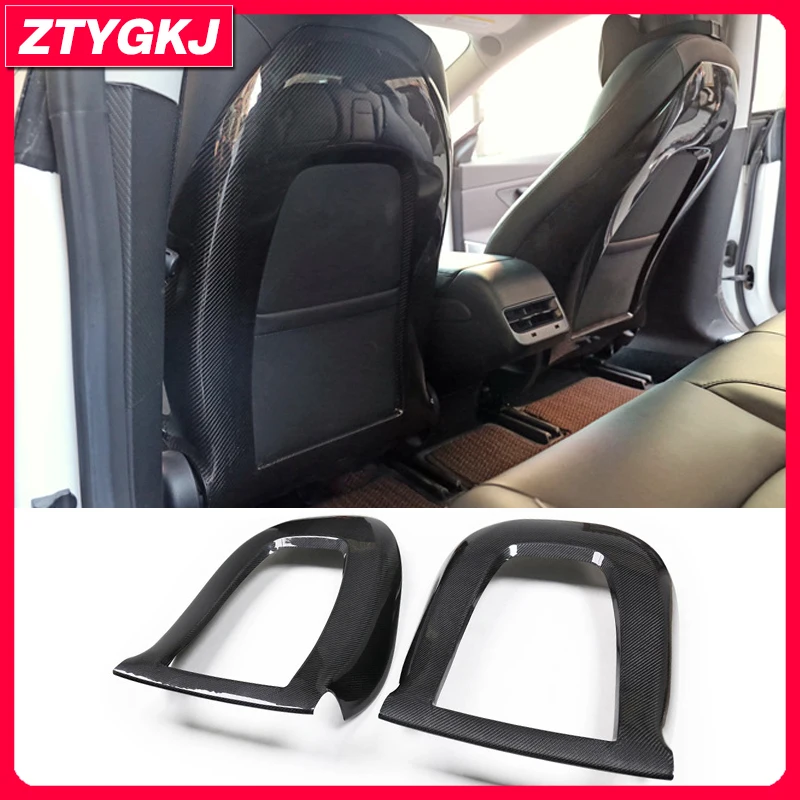 

2 PCS High Quality Dry Carbon Fiber Seat Back Decoration Sticker For Tesla Model 3 Y Tuning