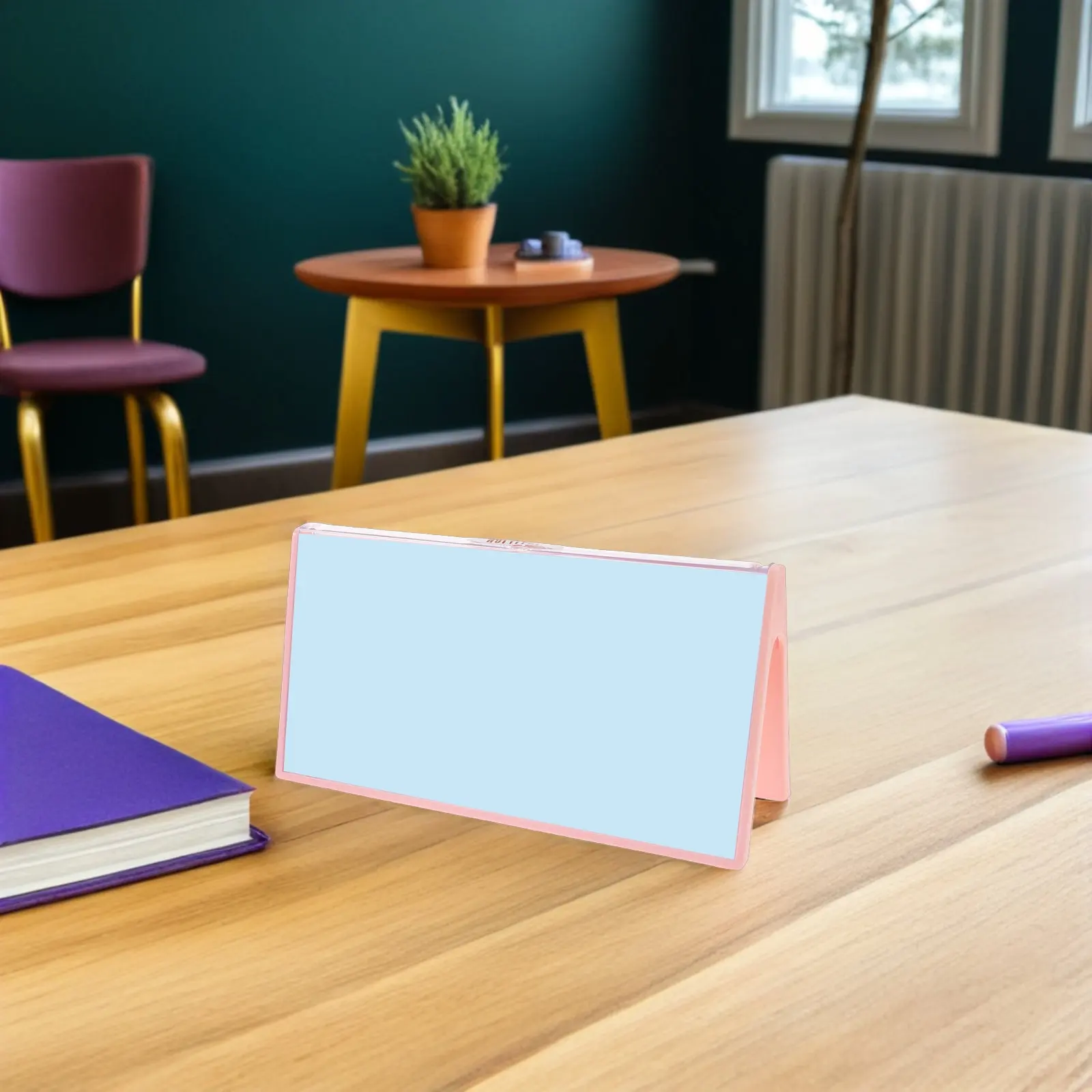 

2Pcs Acrylic Desk Name Plate Holders V Shaped Stable Sign Stands for Classroom Office Meeting Student Table Name Tent Display