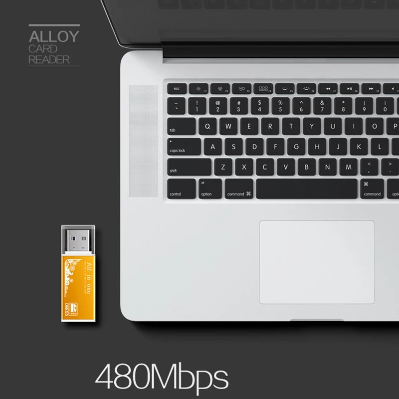 Legierungskartenleser 4 Ports USB2.0 für Micro SD TF M2 MS Pro Duo MMC SDHC DV Telefonkamera Speicherkartenadapter mit LED-Anzeige – Detail 7