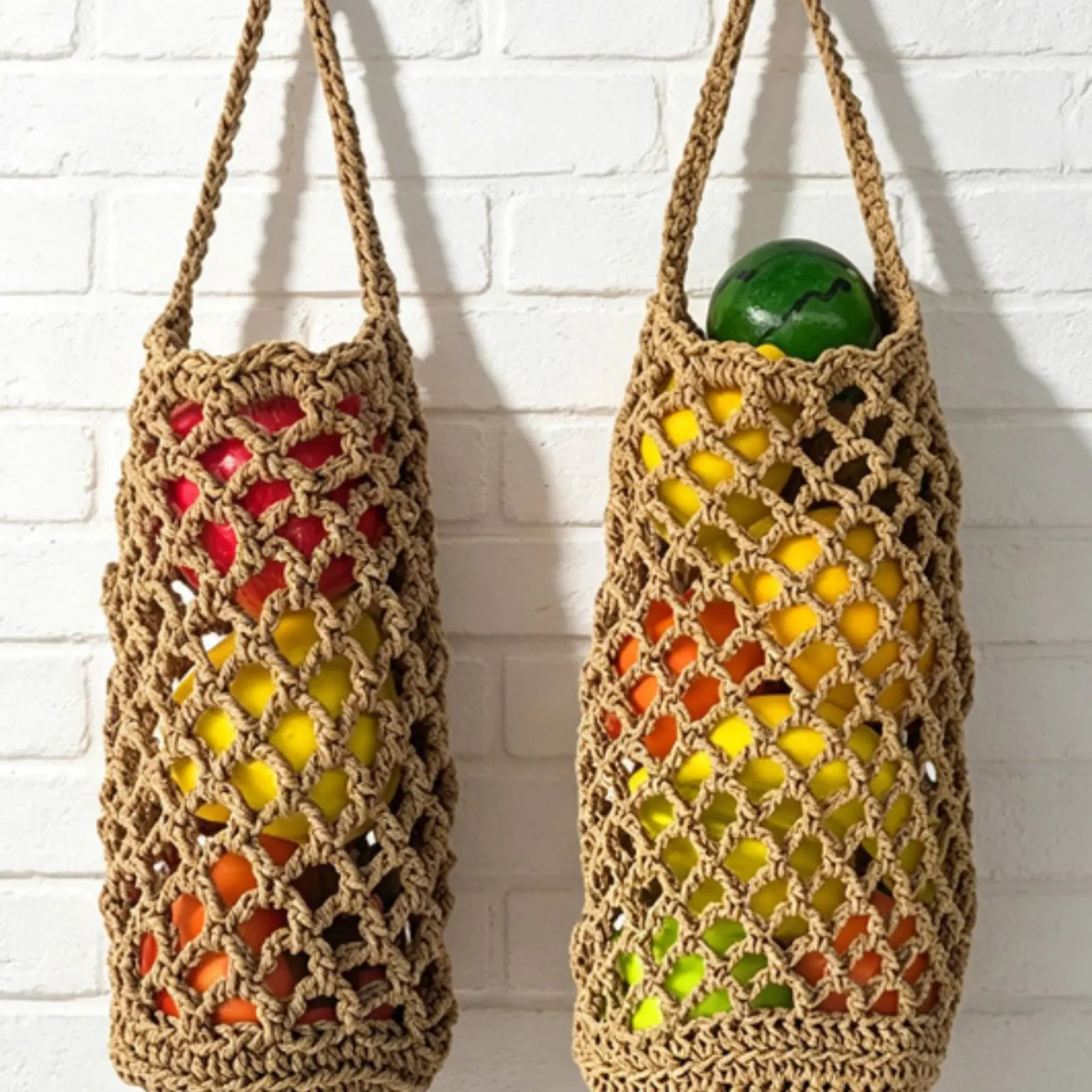 Wall Hanging Produce Container Handmade Wall Mount Fruit Container Hanging Fruit Hanging Net Completely Cotton Household Storage