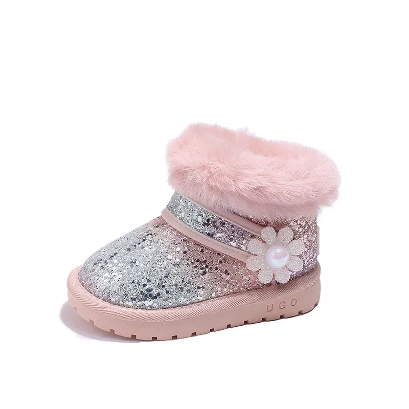 Fur Snow Boots Winter Warm Soft Plush Booties Girls Classic Soft Sole Non-slip Brand Design Slip-on Waterproof Furry Botas