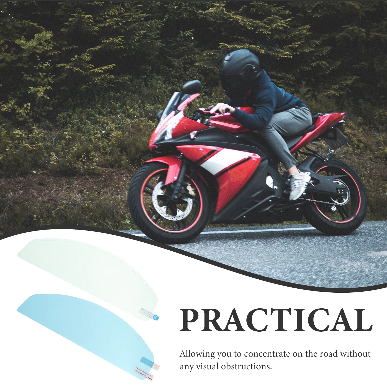 2Pcs Rain and Fog Film for Motorcycle Windshield Clear View Protection Easy Install Universal Fit Riding Gear