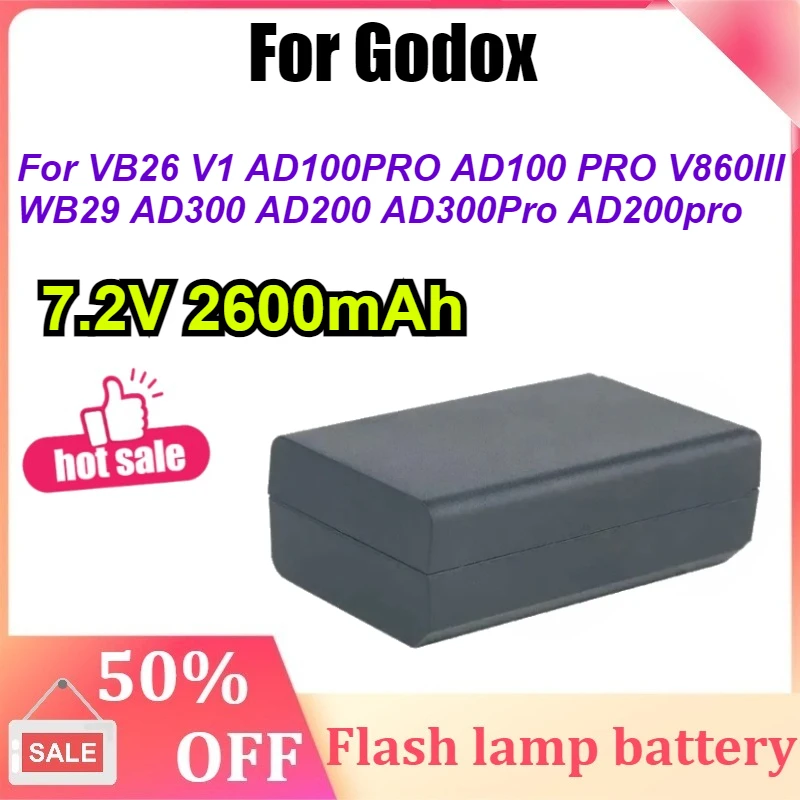 

For Godox VB26 V1 AD100PRO AD100 PRO V860III WB29 AD300 AD200 AD300Pro AD200pro Photographic Flash Lamp Battery