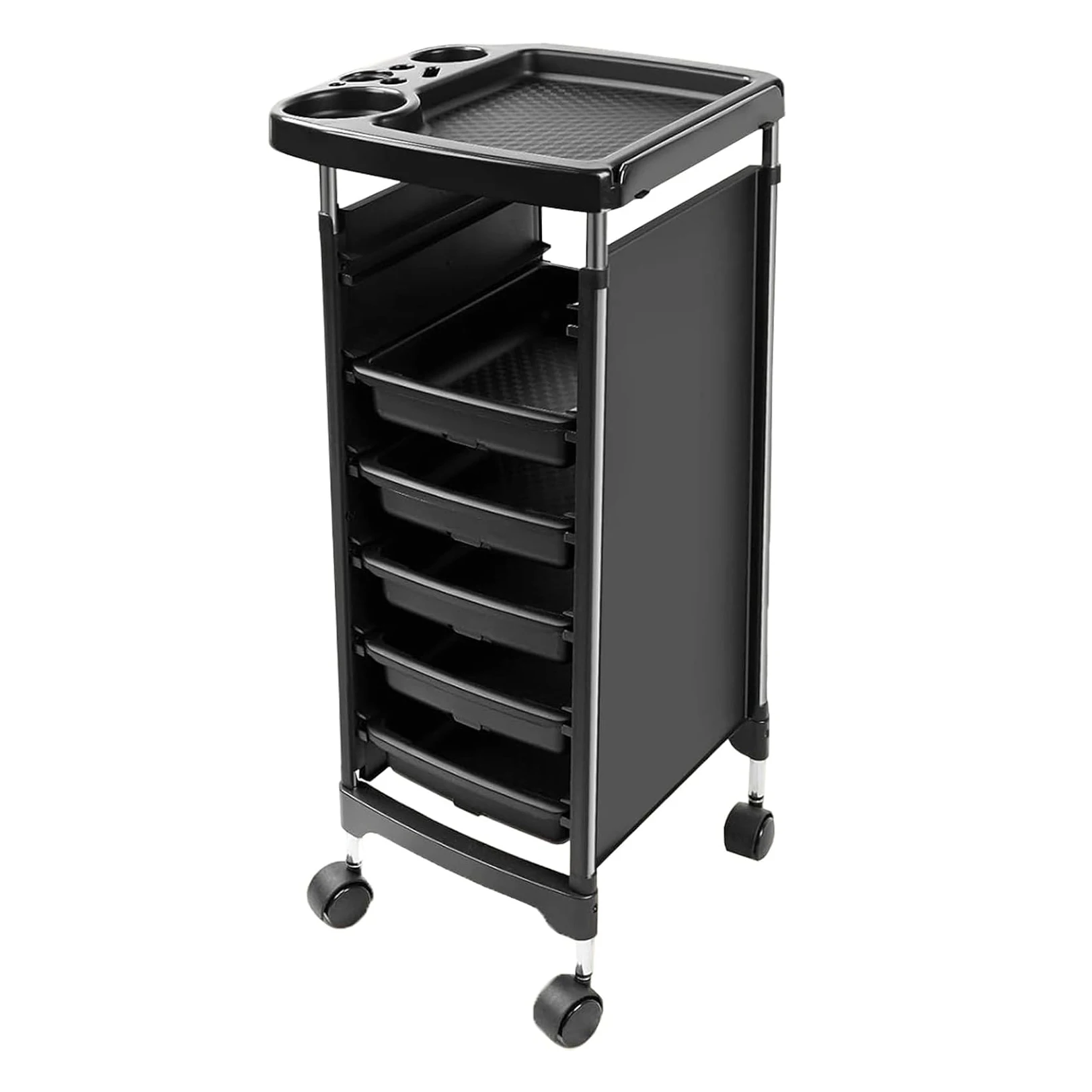 Multifunctional 5-Drawer Rolling Trolley Cart Beauty Salon Hairstyle Nail Workshop Storage Organizer with Partitions