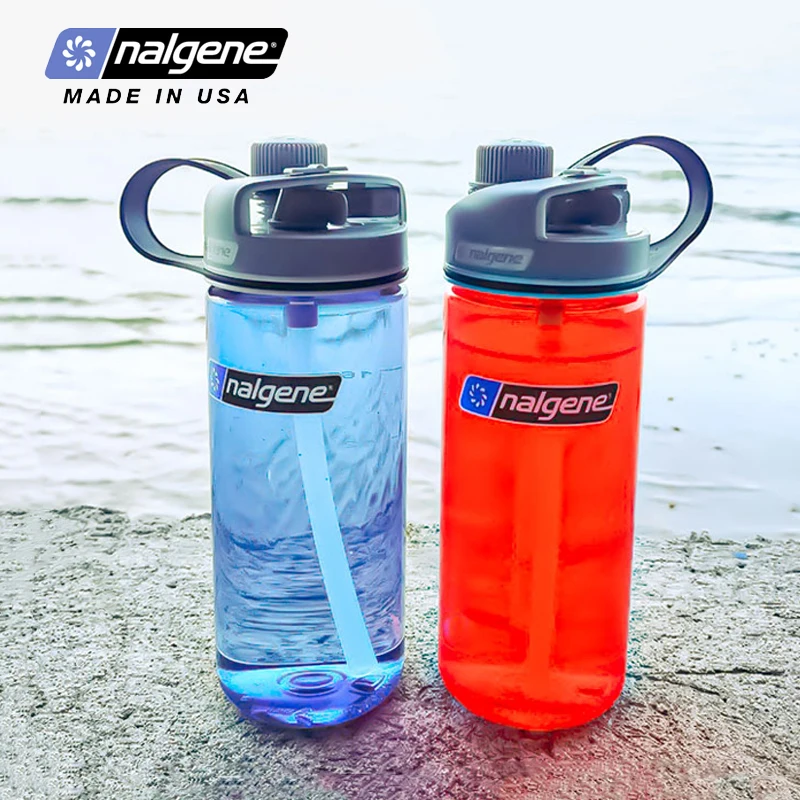 Nalgene-Outdoor Sports Straw Water Bottle, Portable Plastic Drinking Bottle, Running Travel Hiking, 590ml