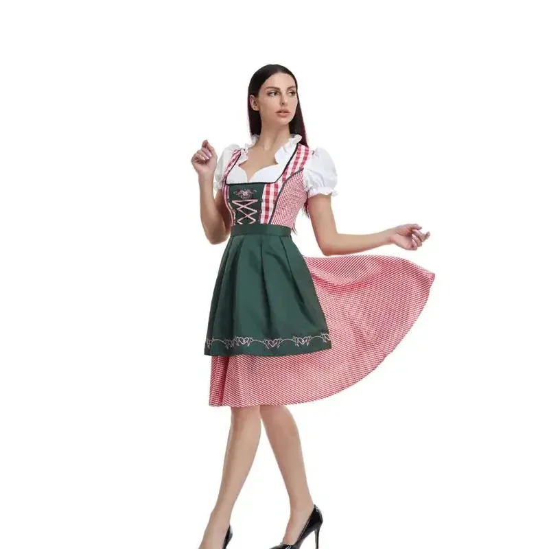 Uomo Donna Costume Oktoberfest Dirndl Lederhosen Vestito tradizionale Baviera Beer Party Halloween Fancy Dress