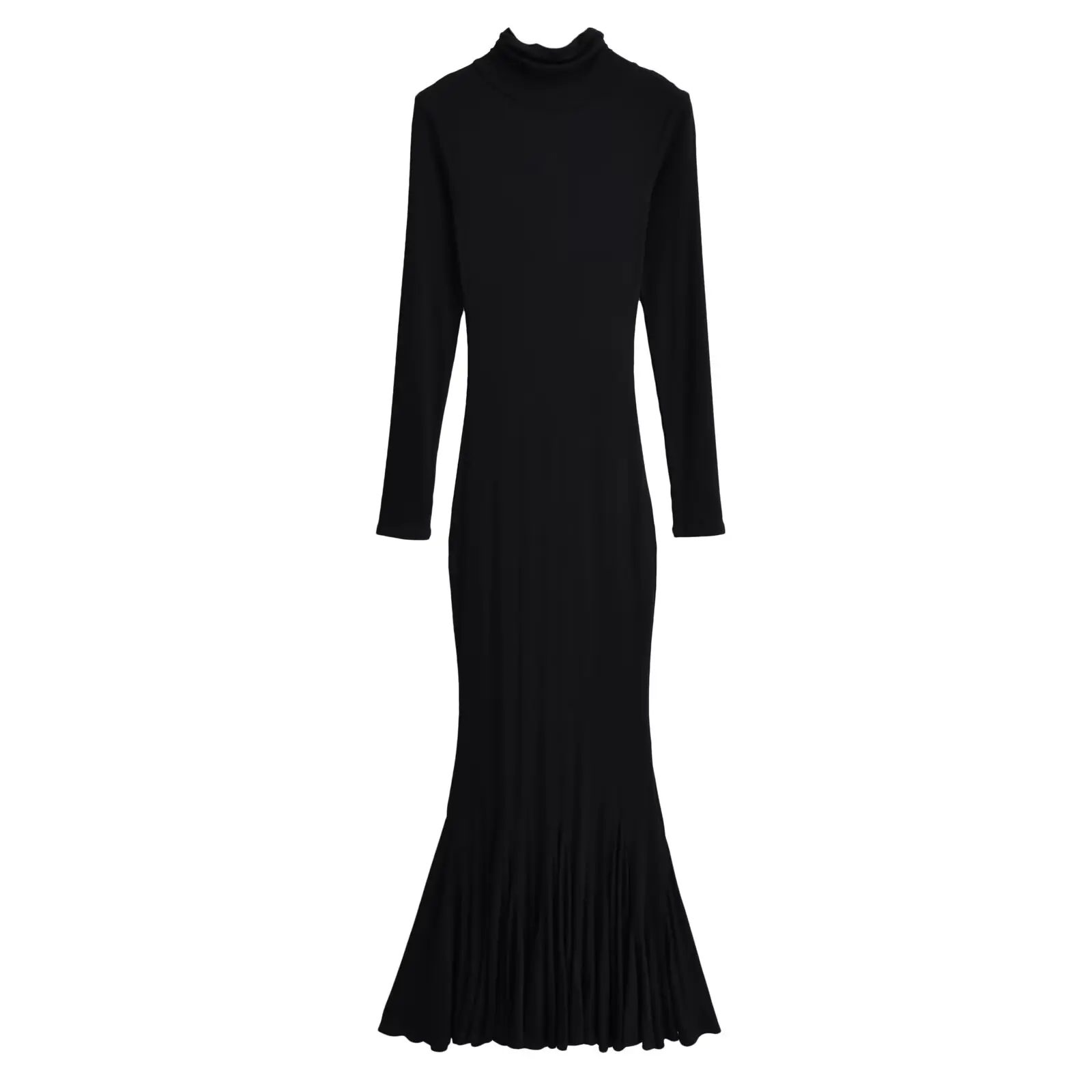 

Knitted Slim Fit High Collar Long Sve Dr Women's Spring Autumn High Waist Fi Tail Dr Pure Color Body a Dr