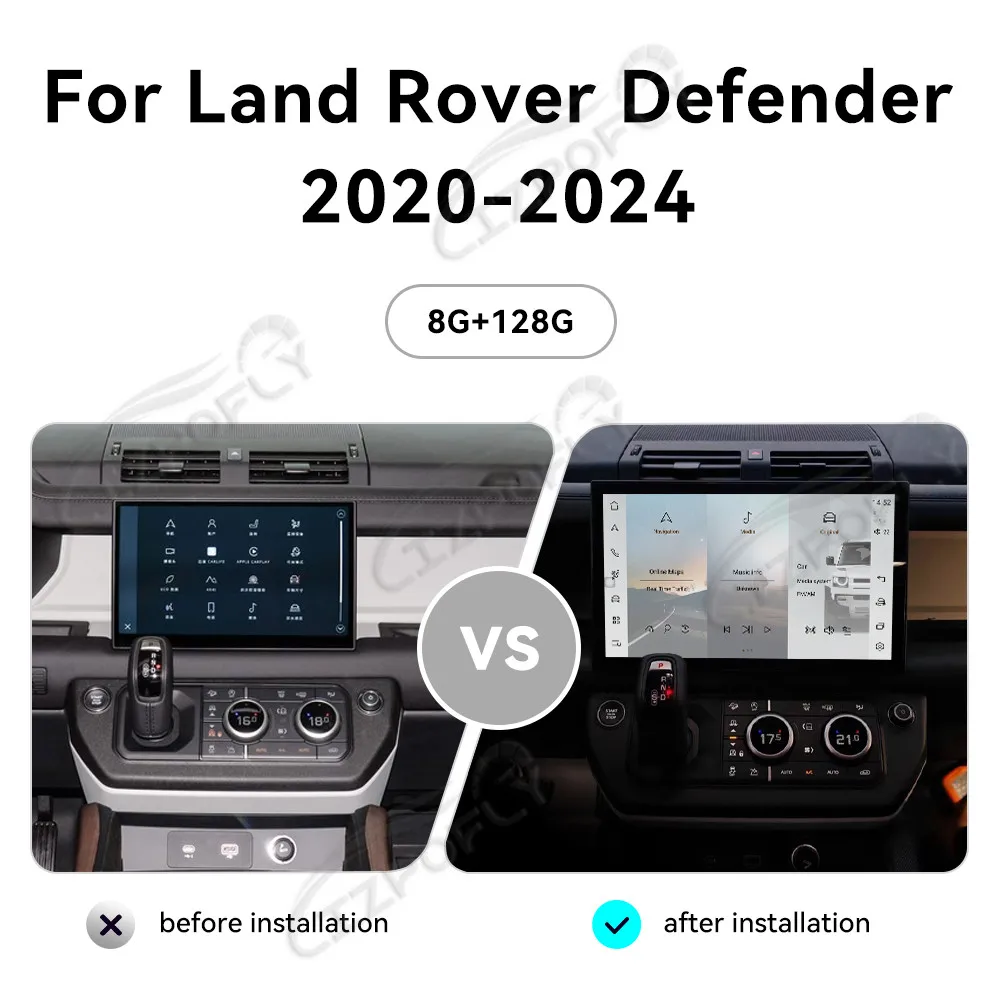 أندرويد 13 راديو السيارة لاند روفر ديفندر 2020-2024 13.3 "HD شاشة CarPlay سيارة لتحديد المواقع والملاحة مشغل وسائط متعددة رئيس وحدة #2