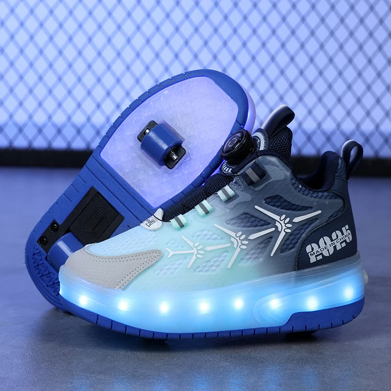 

Girls' Light-Up Roller Sneakers: 2-Wheel Invisible Roller Skates, Kids' Sports Skates with Hidden Wheels