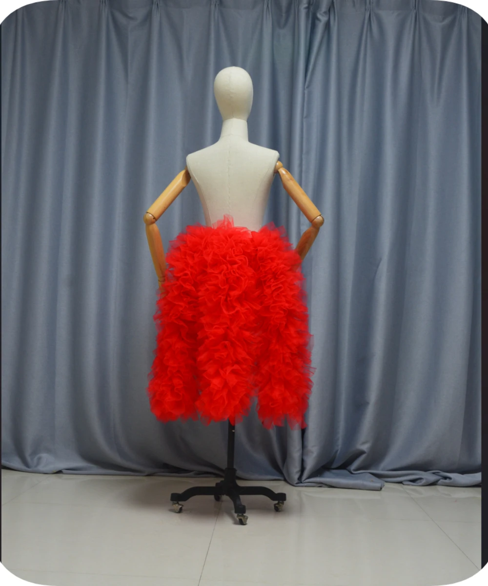 Sexy Tulle Trailing Stage Performance Fluffy Skirt Fluffy Collar Dance Costume Dance Runway Carnival Detachable Train Custom