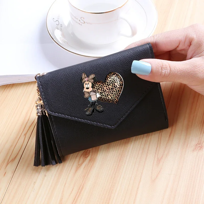 Disney Cartoon Minnie Mouse Women Wallets New Purses PU Leather Money Bag Female Short Hasp Purse Small Coin Card Holder Wallet