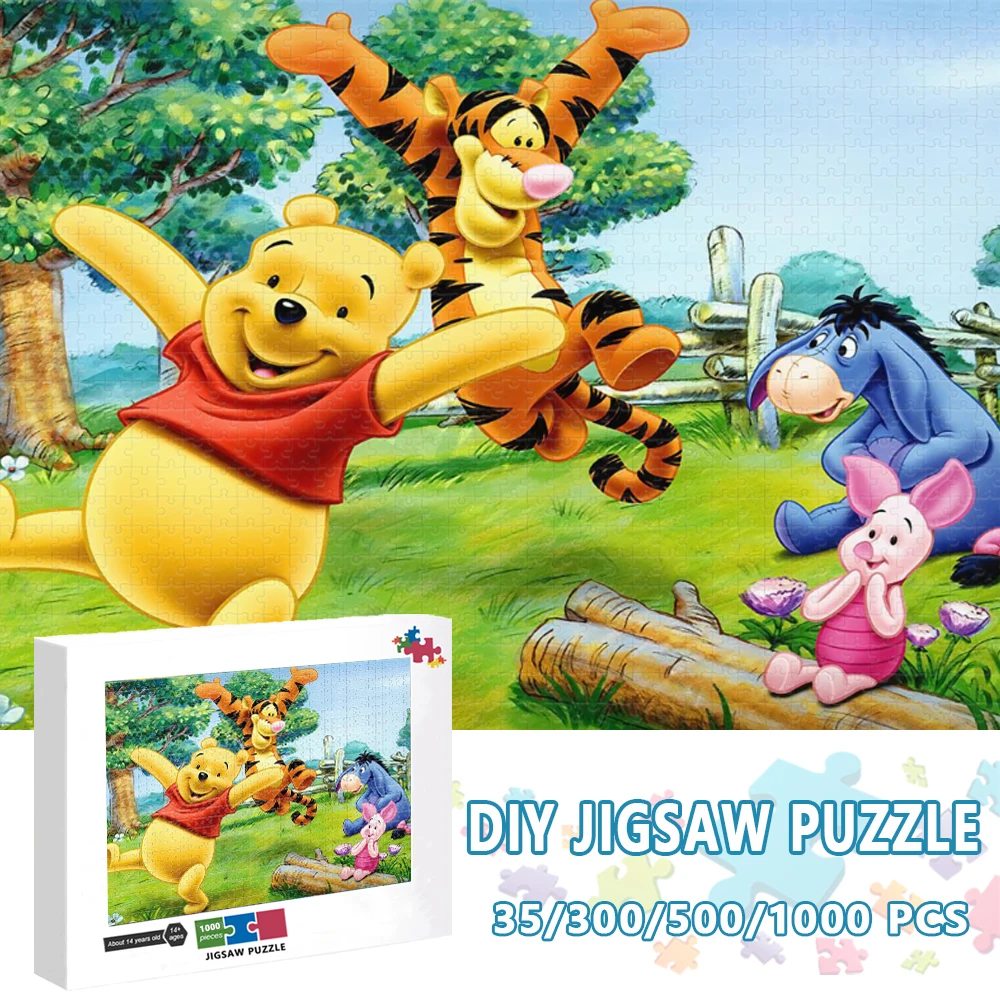 

Disney Anime Educational Kids Toys Jigsaw Puzzles 35/300/500/1000 Pieces Puzzles for Adults Winnie The Pooh Jigsaw Puzzles Toys