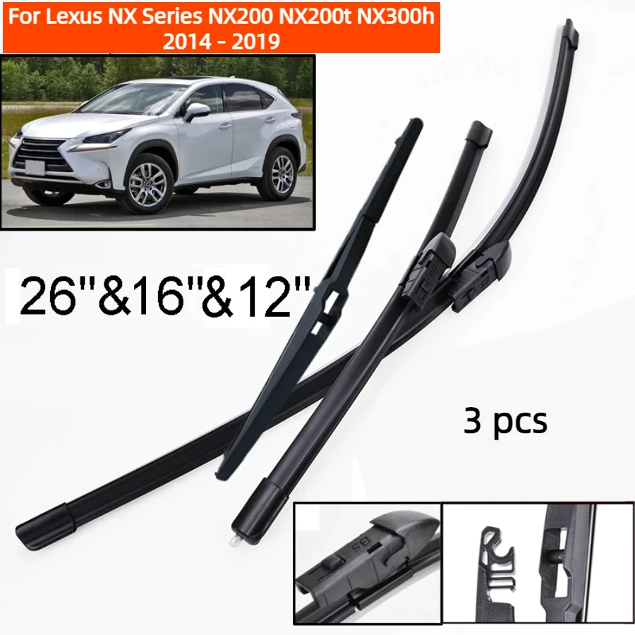 ZHANGU Wiper Front & Rear Wiper Blades Set For Lexus NX Series NX200 NX200t NX300h 2014 - 2019 Windshield Windscreen 26