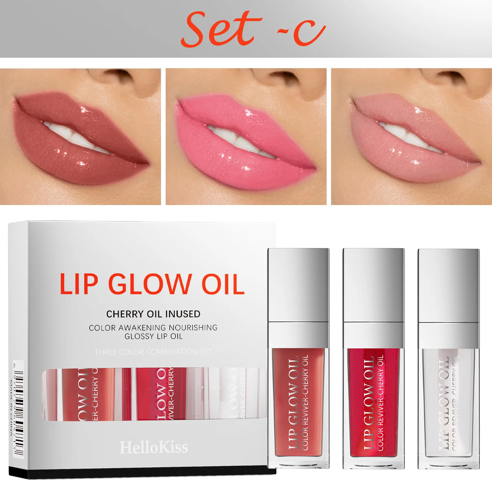 HelloKiss Mirror Hydrating Lip Oil, Moisturizing and Shining Water Light Lip Free Oil Set Lip Gloss