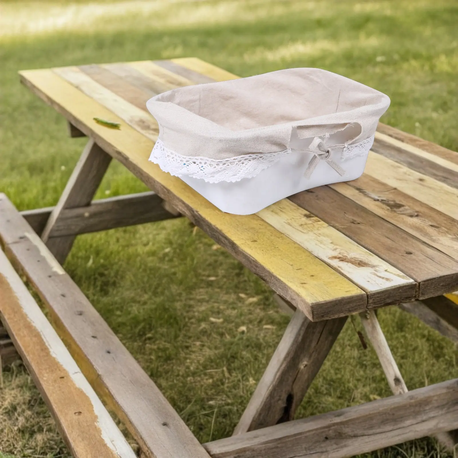2Pcs Picnic Basket Liners Cloth Fabric Liner for Woven Baskets Farmhouse Boho Style Decorative Bottom Insert Reusable Storage