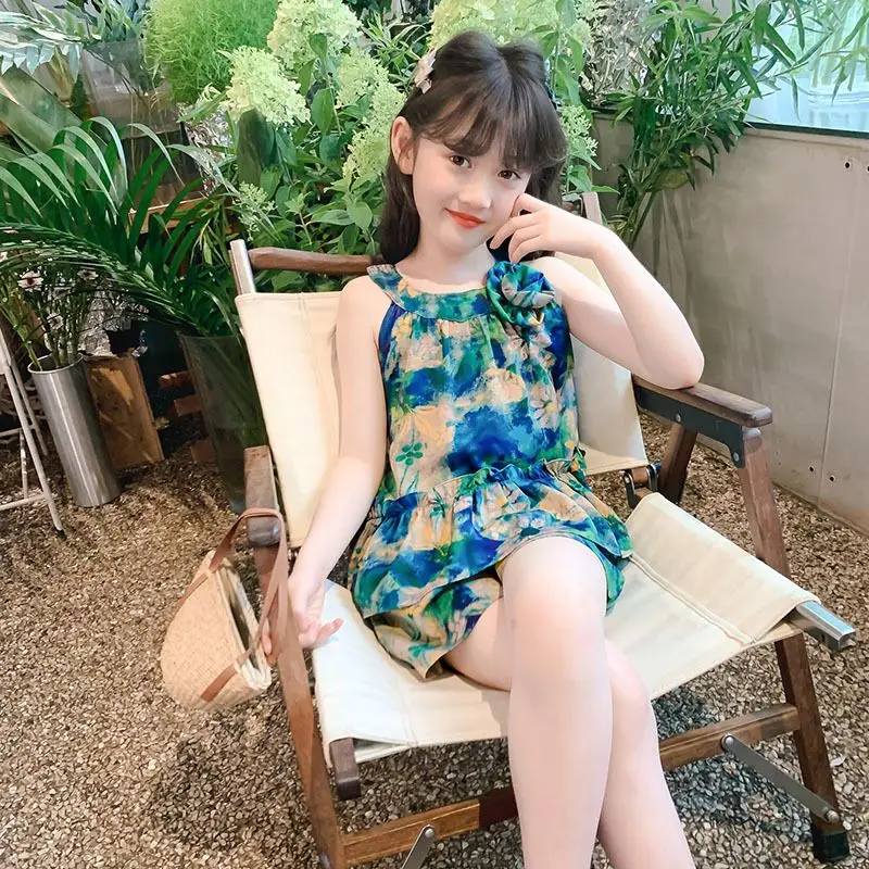 Kinder Mädchen Kleidung 2025 Mode Schlinge Blume Bogen Baby Mädchen Hemd + Streifen Shorts 2 stücke Anzug Kinder Kleidung Sets